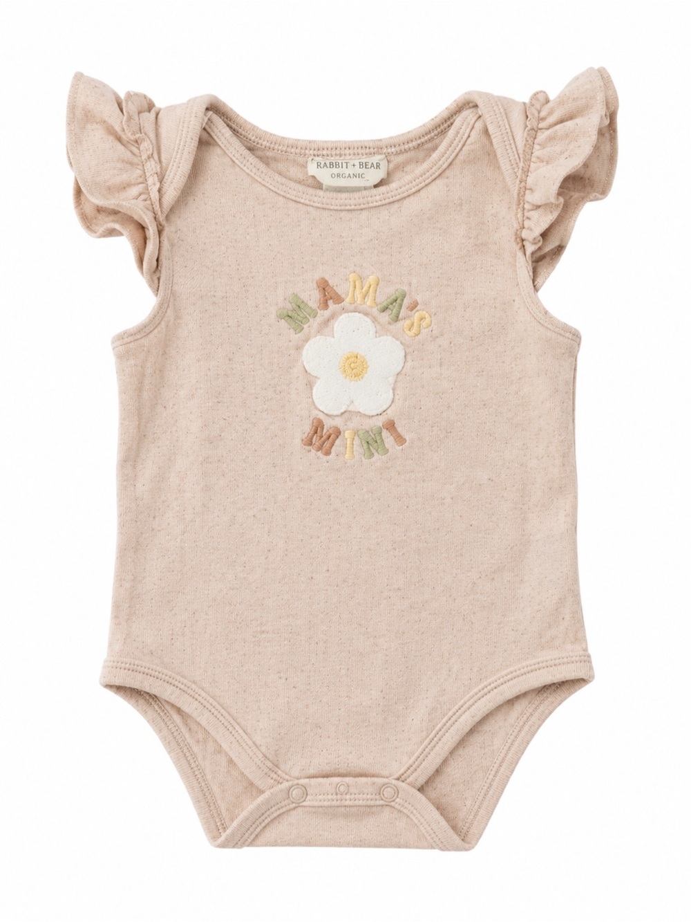 Rabbit + Bear Organic Cotton Pink Floral Ruffle-Sleeve One-Piece